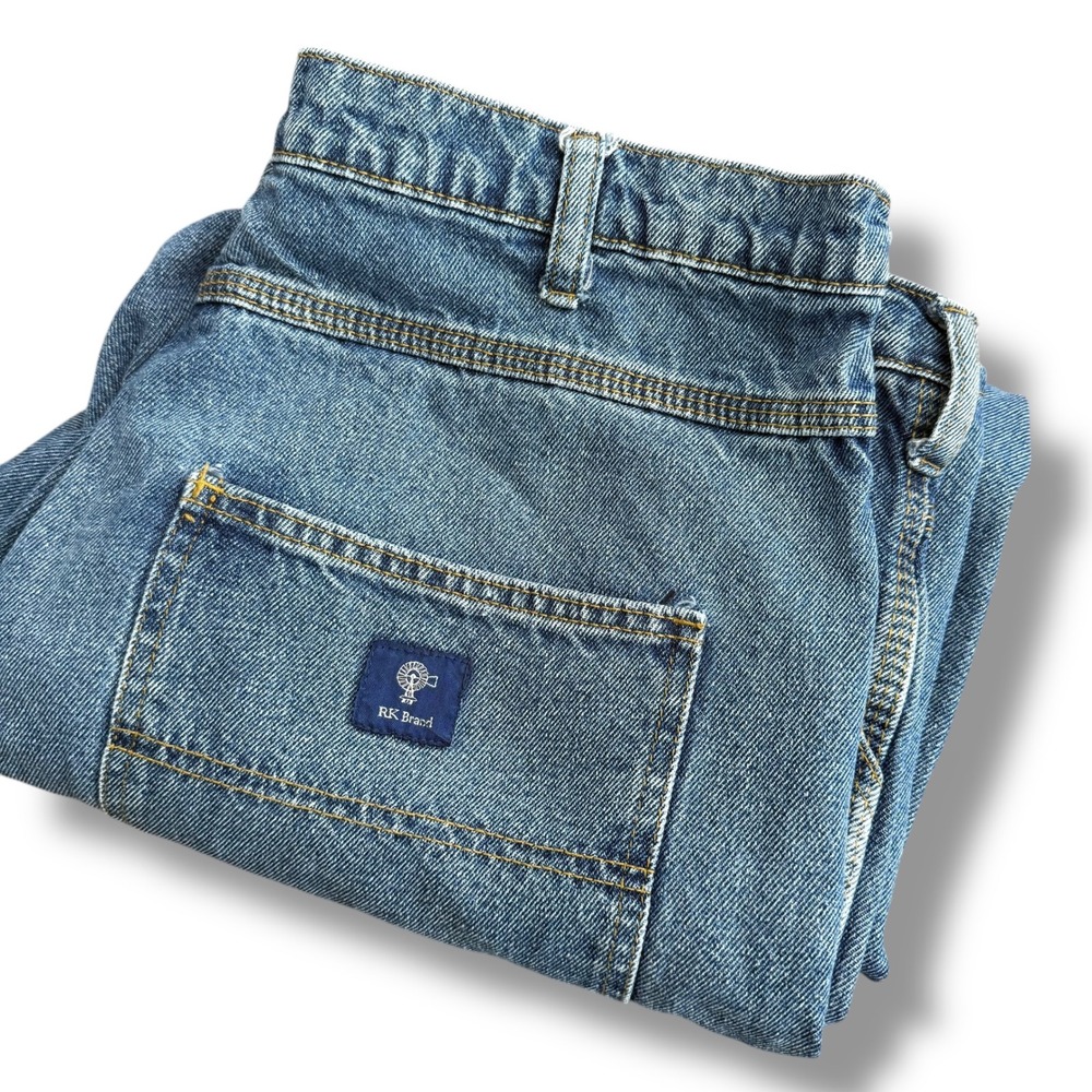 RK‎ Brand Mens 38x29 Blue Denim Carpenter Jeans Relaxed Fit Hammer Loop
